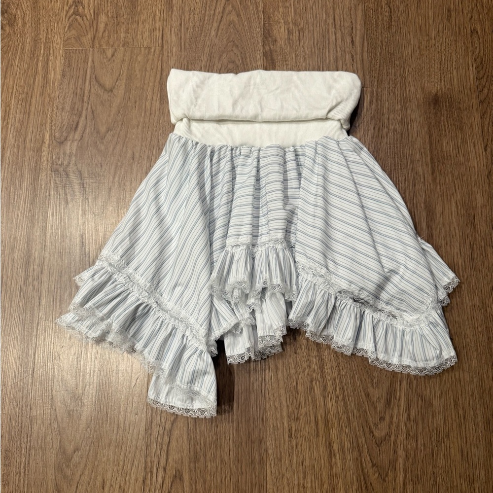 Chic Asymmetrical White and Gray Women's Skirt - Picture 6 of 6